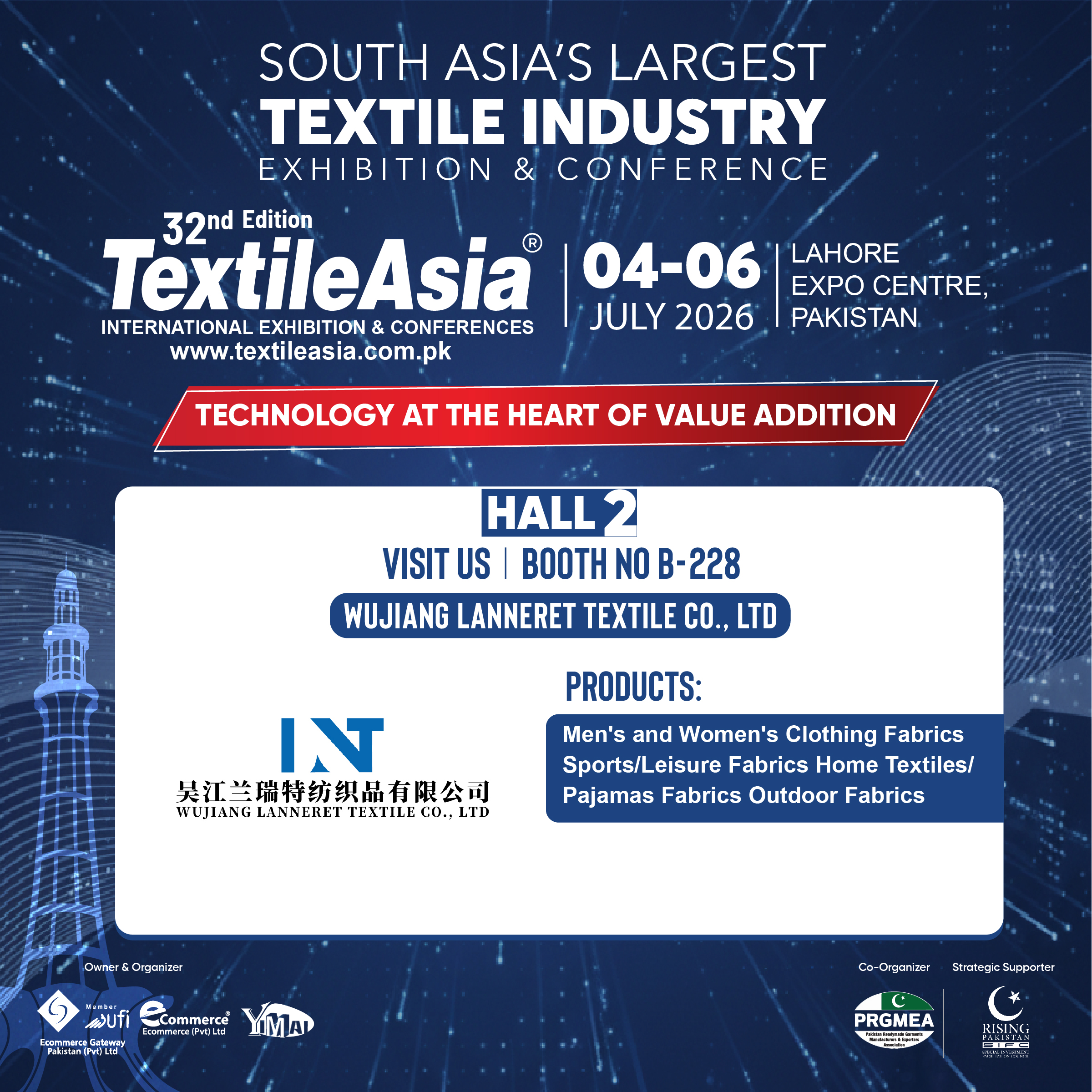 Wujiang Lanneret Textile Co., Ltd. akan Mempamerkan Penyelesaian Fabrik Premium di Textile Asia & CFT Asia 2026 di Lahore